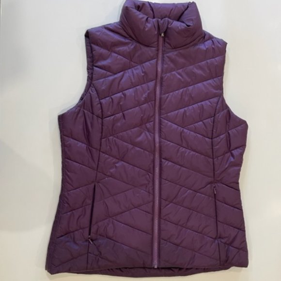 Denver Hayes Dark Purple Puffer Vest with High Collar ~ Size M ~ NWOT - Picture 1 of 16